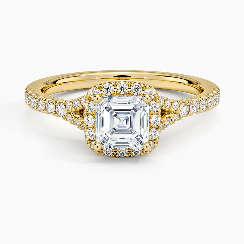 Joy Half Coverage Diamond Ring Yellow Gold 18k Asscher Engagement Ring