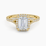 Joy Half Coverage Diamond Ring Yellow Gold 18k Emerald Engagement Ring