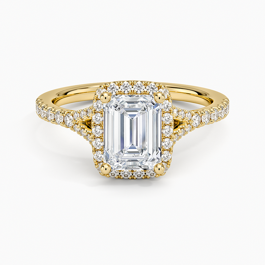 Joy Half Coverage Diamond Ring Yellow Gold 18k Emerald Engagement Ring