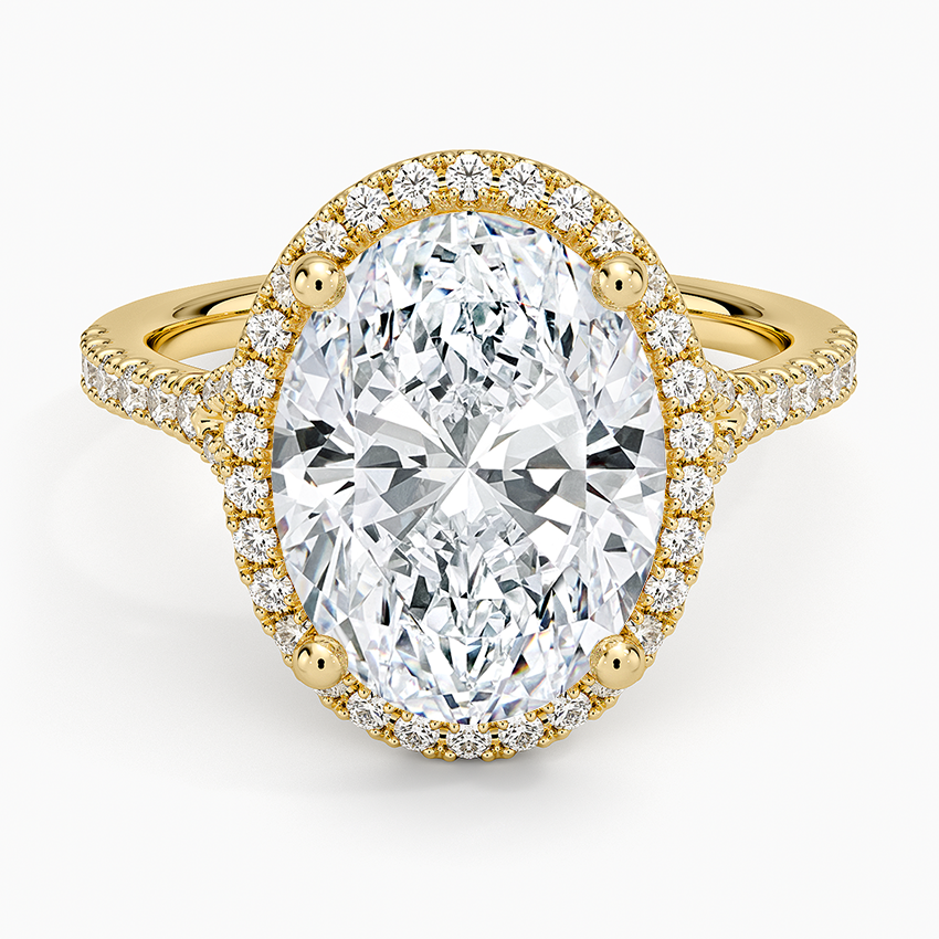 Joy Half Coverage Diamond Ring Yellow Gold 18k Oval Engagement Ring