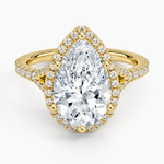 Joy Half Coverage Diamond Ring Yellow Gold 18k Pear Engagement Ring
