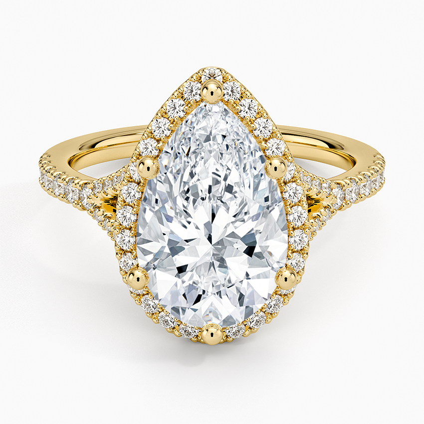 Joy Half Coverage Diamond Ring Yellow Gold 18k Pear Engagement Ring