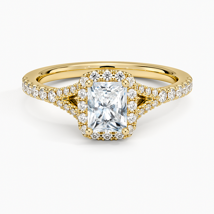Joy Half Coverage Diamond Ring Yellow Gold 18k Radiant Engagement Ring