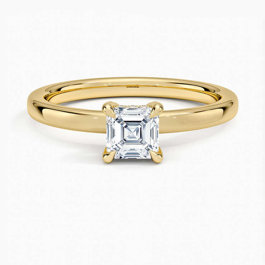 Lumiere 2mm Diamond Ring (1/8 ct. tw.) Yellow Gold 18k Asscher Engagement Ring