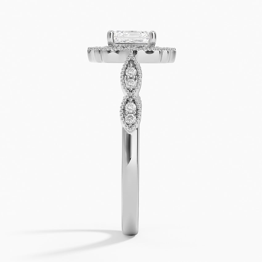 Cadenza Halo Diamond Ring Platinum Asscher Engagement Ring