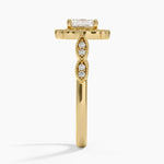Cadenza Halo Diamond Ring Yellow Gold 18k Asscher Engagement Ring