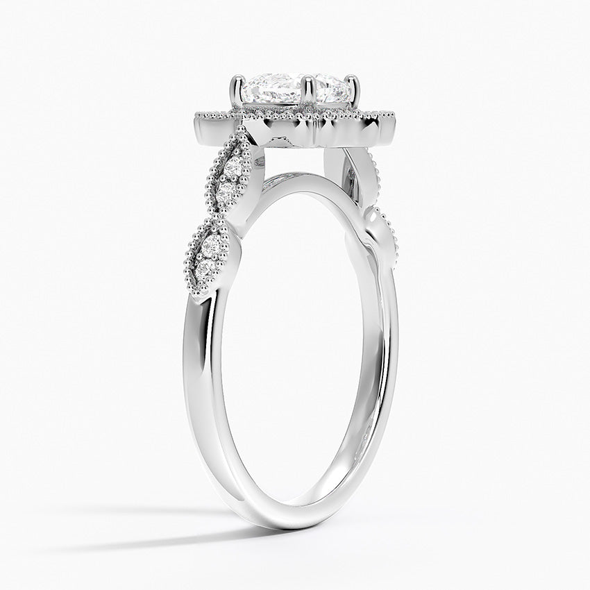Cadenza Halo Diamond Ring Platinum Cushion Engagement Ring