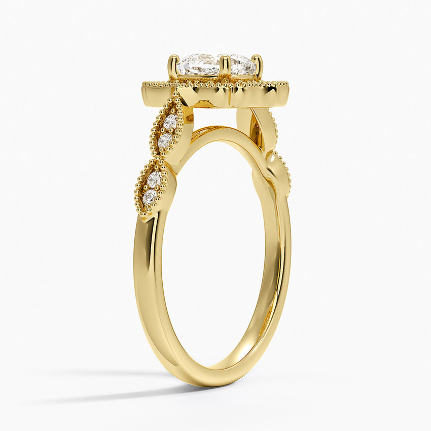 Cadenza Halo Diamond Ring Yellow Gold 18k Cushion Engagement Ring