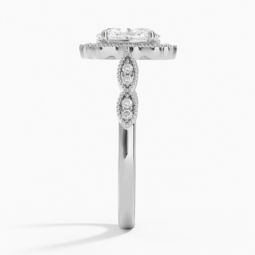 Cadenza Halo Diamond Ring Platinum Oval Engagement Ring