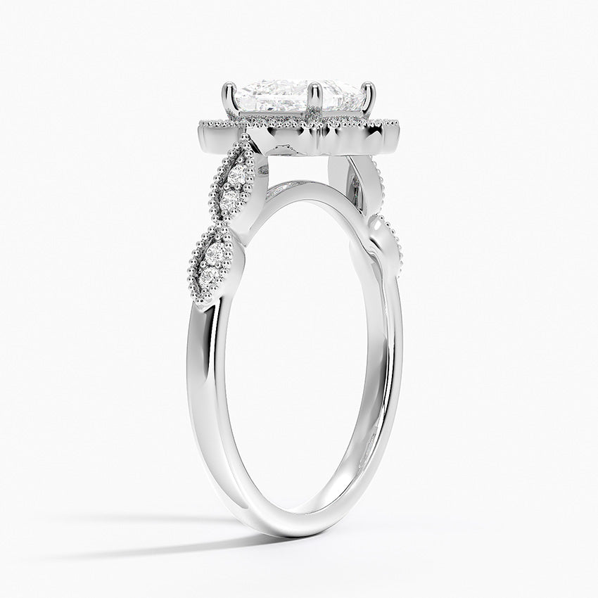 Cadenza Halo Diamond Ring Platinum Princess Engagement Ring
