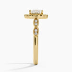 Cadenza Halo Diamond Ring Yellow Gold 18k Princess Engagement Ring