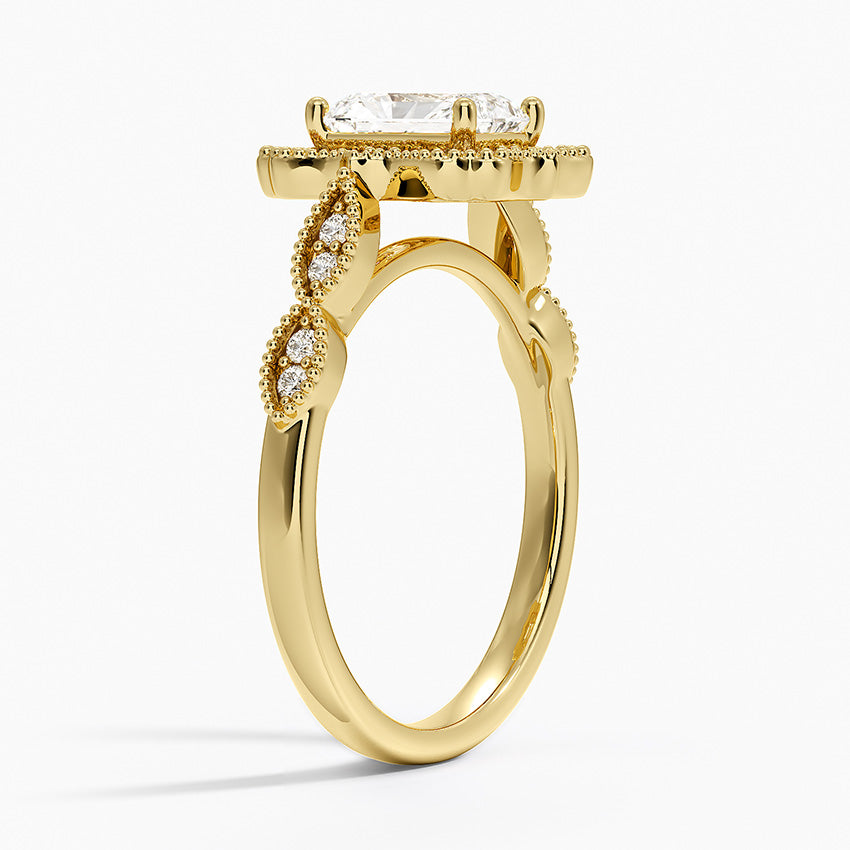 Cadenza Halo Diamond Ring Yellow Gold 18k Radiant Engagement Ring