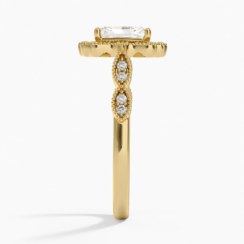 Cadenza Halo Diamond Ring Yellow Gold 18k Radiant Engagement Ring
