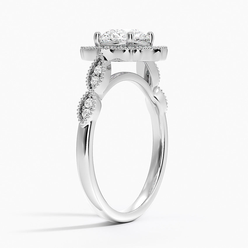 Cadenza Halo Diamond Ring Platinum Round Engagement Ring