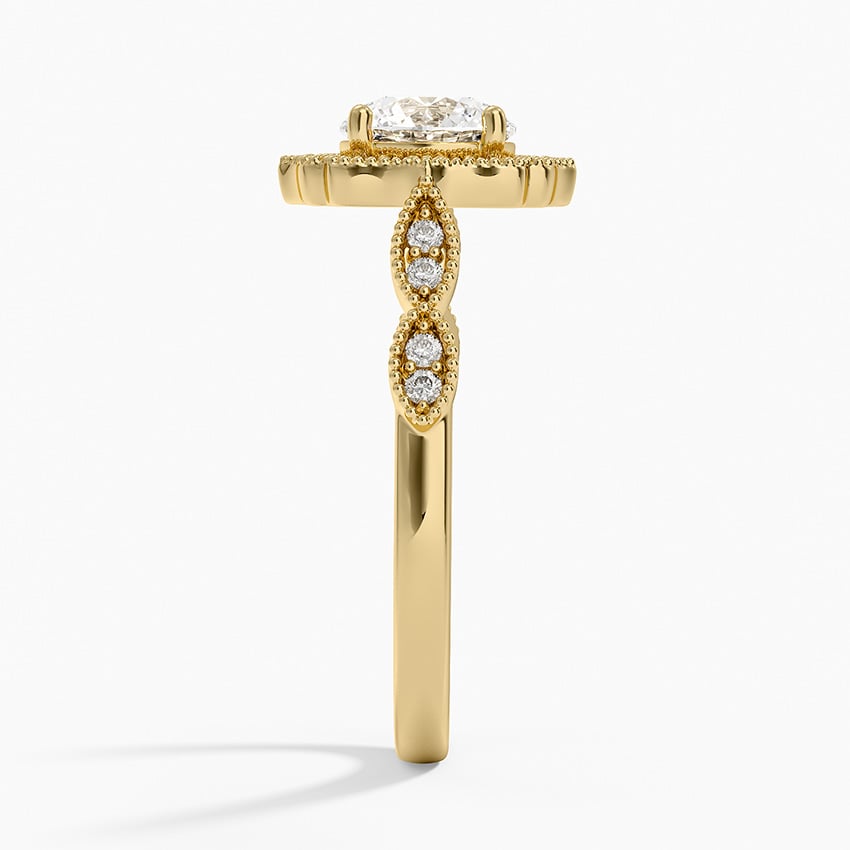 Cadenza Halo Diamond Ring Yellow Gold 18k Round Engagement Ring