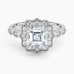 Cadenza Halo Diamond Ring Platinum Asscher Engagement Ring