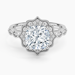 Cadenza Halo Diamond Ring Platinum Cushion Engagement Ring