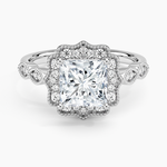 Cadenza Halo Diamond Ring Platinum Princess Engagement Ring