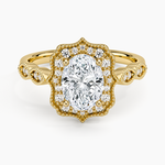 Cadenza Halo Diamond Ring Yellow Gold 18k Oval Engagement Ring