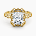 Cadenza Halo Diamond Ring Yellow Gold 18k Radiant Engagement Ring