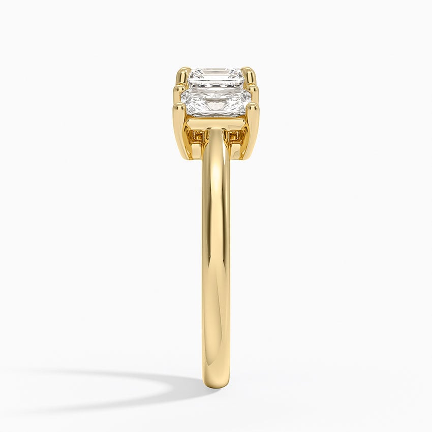 Luxe Helena Radiant-Cut Three Stone Diamond Ring Yellow Gold 18k Asscher Engagement Ring