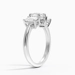 Luxe Helena Radiant-Cut Three Stone Diamond Ring Platinum Cushion Engagement Ring