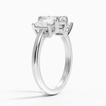 Luxe Helena Radiant-Cut Three Stone Diamond Ring Platinum Emerald Engagement Ring