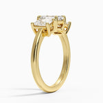 Luxe Helena Radiant-Cut Three Stone Diamond Ring Yellow Gold 18k Emerald Engagement Ring