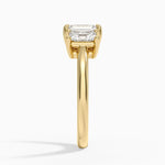 Luxe Helena Radiant-Cut Three Stone Diamond Ring Yellow Gold 18k Emerald Engagement Ring