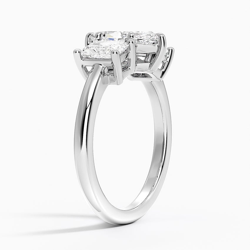 Luxe Helena Radiant-Cut Three Stone Diamond Ring Platinum Marquise Engagement Ring