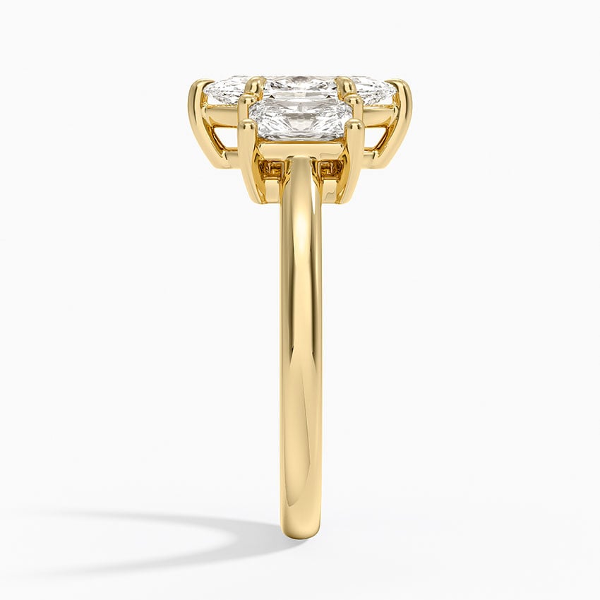 Luxe Helena Radiant-Cut Three Stone Diamond Ring Yellow Gold 18k Marquise Engagement Ring