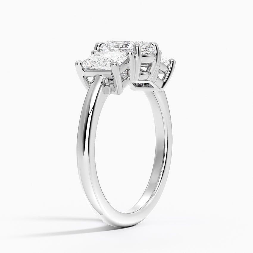 Luxe Helena Radiant-Cut Three Stone Diamond Ring Platinum Oval Engagement Ring