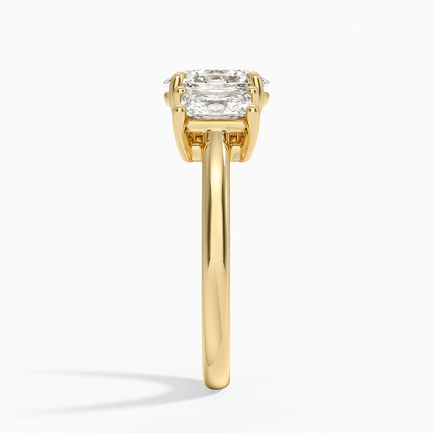 Luxe Helena Radiant-Cut Three Stone Diamond Ring Yellow Gold 18k Oval Engagement Ring