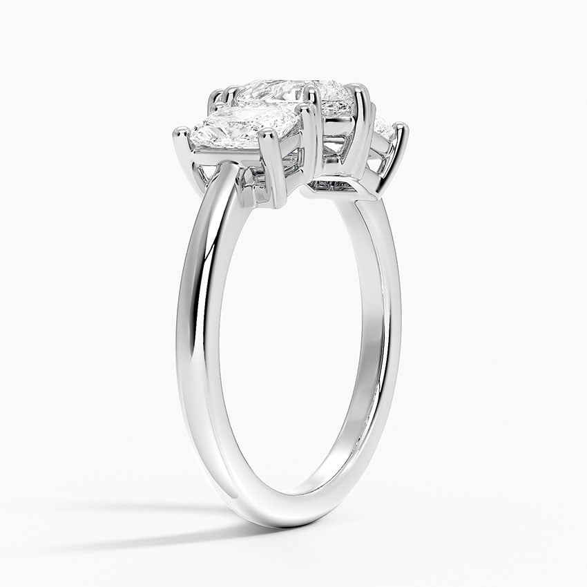Luxe Helena Radiant-Cut Three Stone Diamond Ring Platinum Pear Engagement Ring