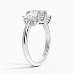 Luxe Helena Radiant-Cut Three Stone Diamond Ring Platinum Pear Engagement Ring
