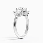 Luxe Helena Radiant-Cut Three Stone Diamond Ring Platinum Princess Engagement Ring