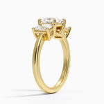 Luxe Helena Radiant-Cut Three Stone Diamond Ring Yellow Gold 18k Princess Engagement Ring