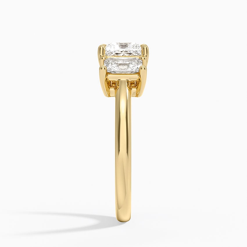 Luxe Helena Radiant-Cut Three Stone Diamond Ring Yellow Gold 18k Princess Engagement Ring