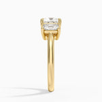 Luxe Helena Radiant-Cut Three Stone Diamond Ring Yellow Gold 18k Princess Engagement Ring