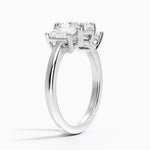 Luxe Helena Radiant-Cut Three Stone Diamond Ring Platinum Radiant Engagement Ring
