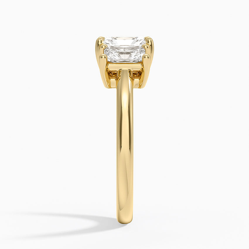 Luxe Helena Radiant-Cut Three Stone Diamond Ring Yellow Gold 18k Radiant Engagement Ring