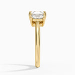Luxe Helena Radiant-Cut Three Stone Diamond Ring Yellow Gold 18k Radiant Engagement Ring