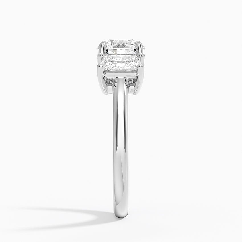 Luxe Helena Radiant-Cut Three Stone Diamond Ring Platinum Round Engagement Ring