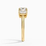 Luxe Helena Radiant-Cut Three Stone Diamond Ring Yellow Gold 18k Round Engagement Ring