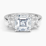Luxe Helena Radiant-Cut Three Stone Diamond Ring Platinum Asscher Engagement Ring