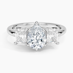 Luxe Helena Radiant-Cut Three Stone Diamond Ring Platinum Pear Engagement Ring