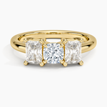 Luxe Helena Radiant-Cut Three Stone Diamond Ring Yellow Gold 18k Cushion Engagement Ring