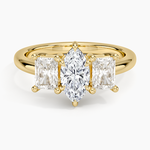Luxe Helena Radiant-Cut Three Stone Diamond Ring Yellow Gold 18k Marquise Engagement Ring