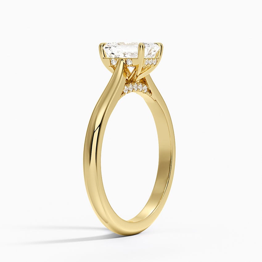 Dawn 2mm Diamond Ring Yellow Gold 18k Emerald Engagement Ring
