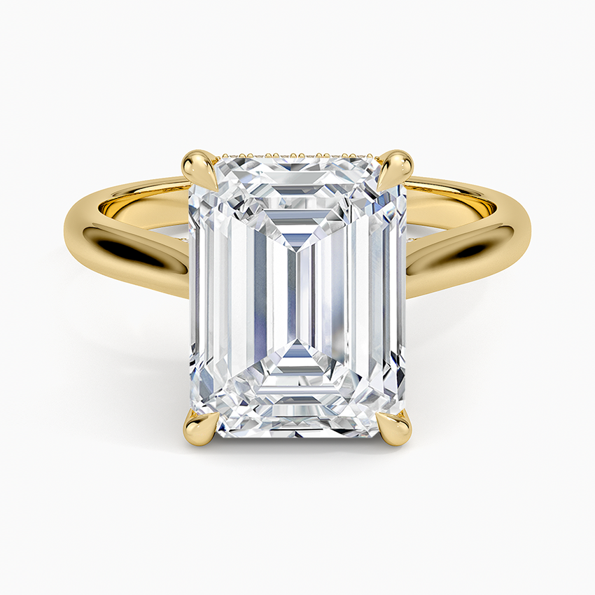 Dawn 2mm Diamond Ring Yellow Gold 18k Emerald Engagement Ring
